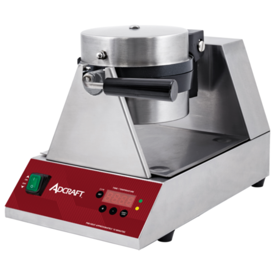 Adcraft Single Belgian Waffle Maker, 7", in Stainless Steel