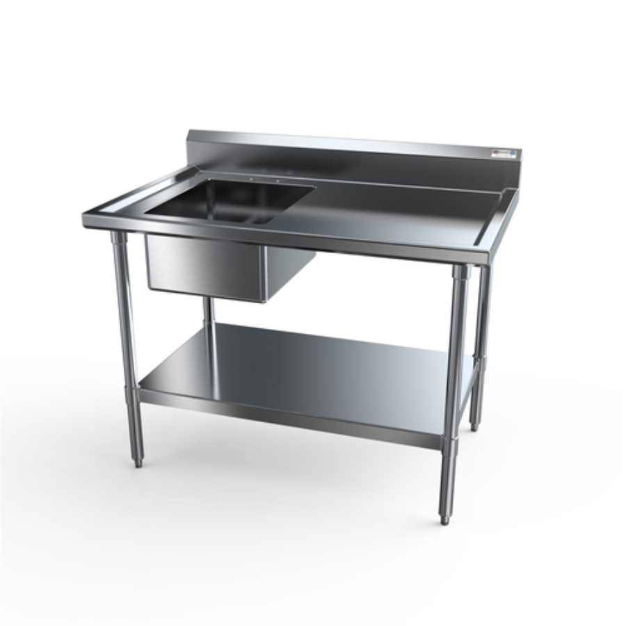 NBR Equipment PTS-1620L5 60 Inch Stainless Steel Work Table With Prep Sink
